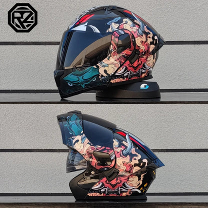ORZ Casco Moto Modulare Flip Up – Doppia Visiera Integrale per Motocross e Racing Uomo Donna