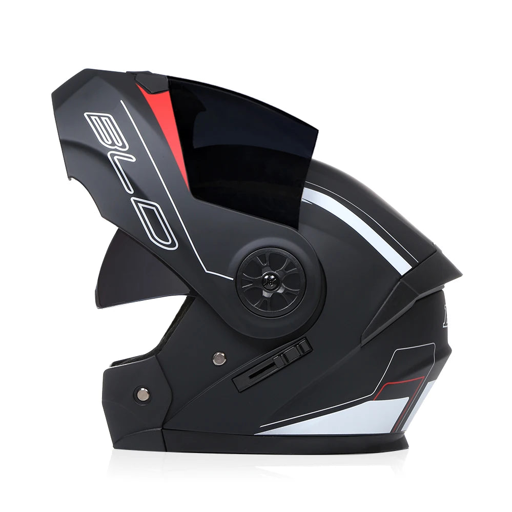 BLD Casco Moto Modulare Doppia Visiera – Flip Up Integrale per Motocross e Racing, Uomo e Donna