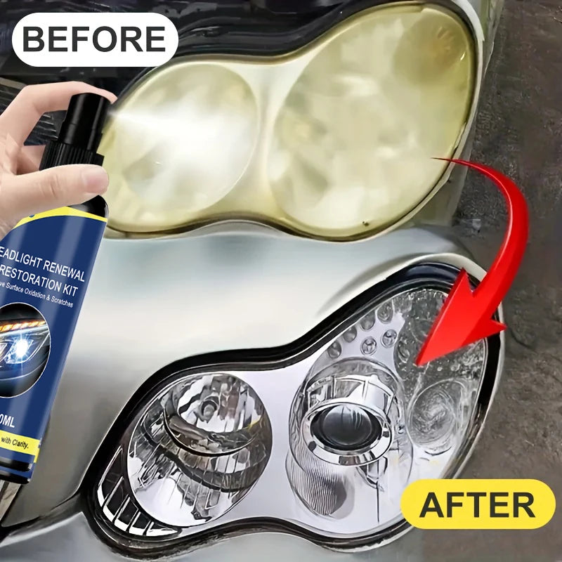 Spray Ripristino Fari Auto 100ml – Rimuove Ingiallimento e Ossidazione, Lunga Durata