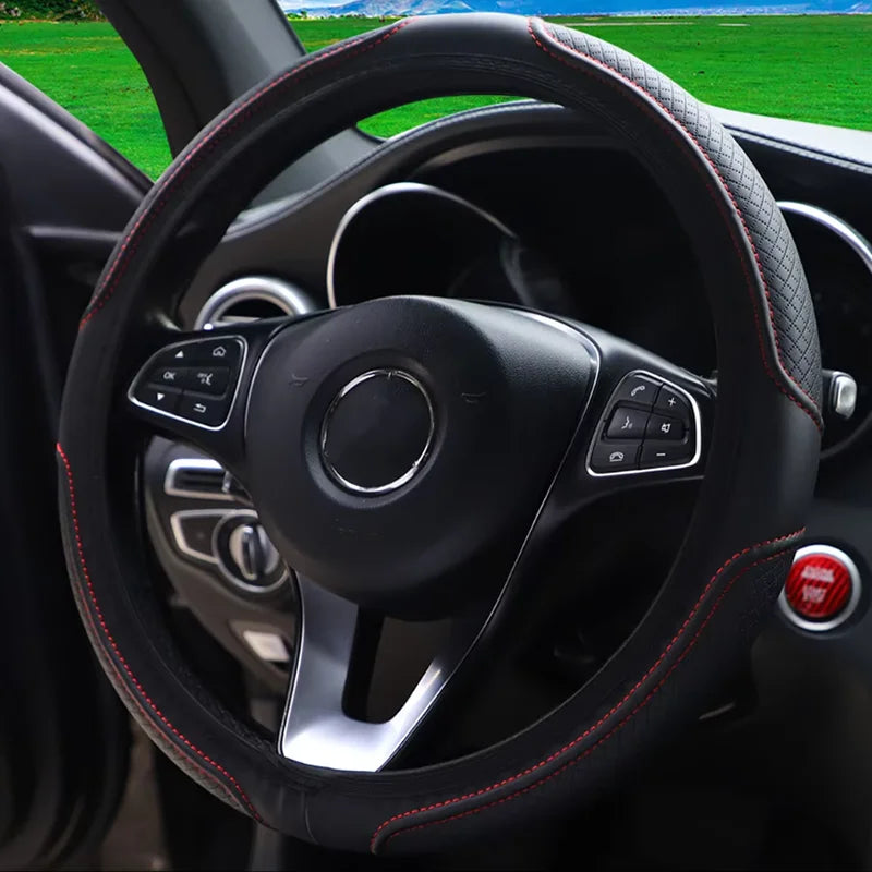 Coprivolante in Pelle Artificiale con Rilievo 3D – Senza Anello Interno per Auto 14,5-15"