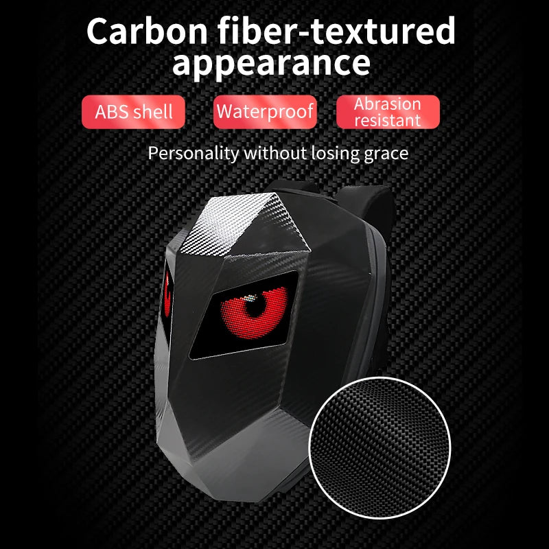 Zaino Moto con Occhi LED Luminosi, Guscio Rigido e Porta-Casco Integrato