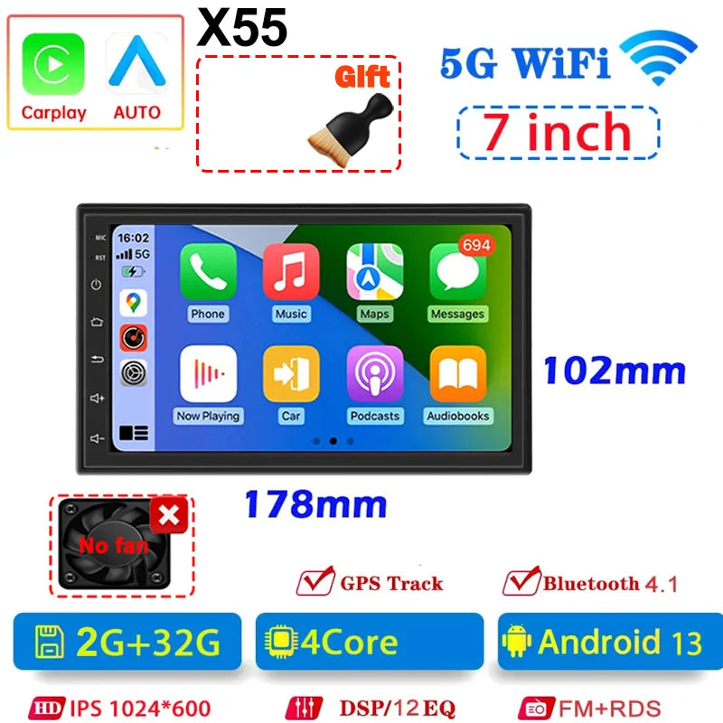 Autoradio Android 13 Universale 7/9/10 Pollici – 2 Din GPS WiFi CarPlay BT