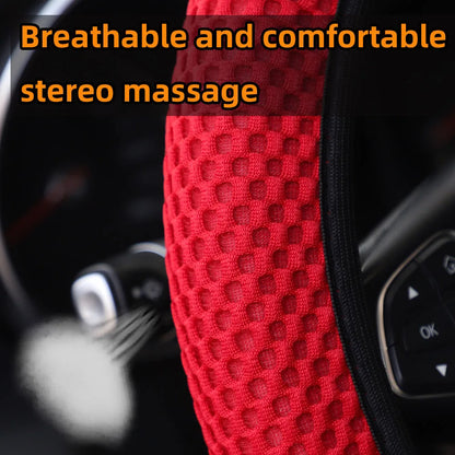 Set 3 Pezzi Coprivolante in Rete Traspirante – Copri Freno a Mano e Leva Cambio per Auto 14,5-15"