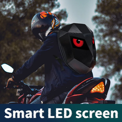Zaino Moto con Occhi LED Luminosi, Guscio Rigido e Porta-Casco Integrato