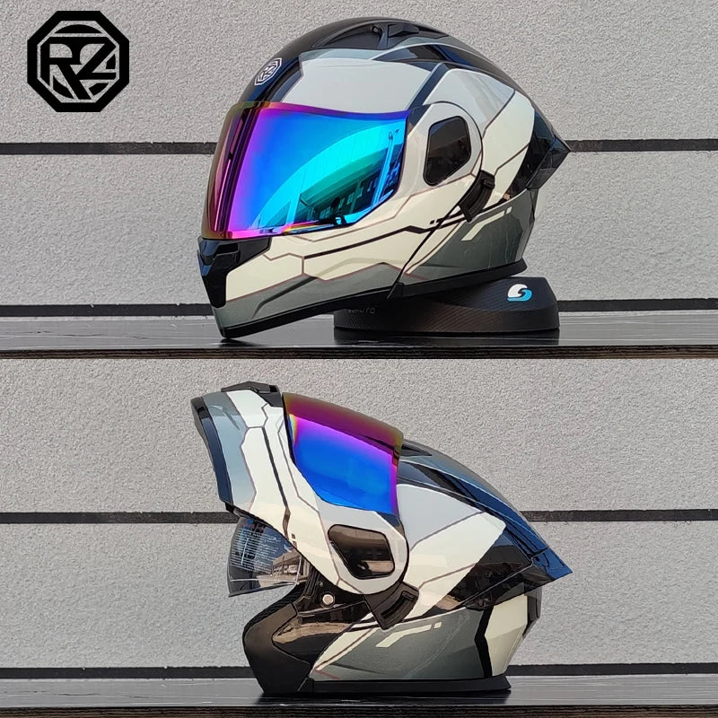 ORZ Casco Moto Modulare Flip Up – Doppia Visiera Integrale per Motocross e Racing Uomo Donna