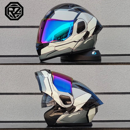 ORZ Casco Moto Modulare Flip Up – Doppia Visiera Integrale per Motocross e Racing Uomo Donna
