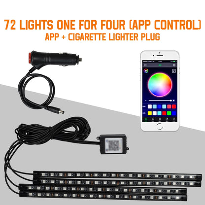Car Ambient LED Lights 36/48/72 LED – Wireless Remote Control and RGB App