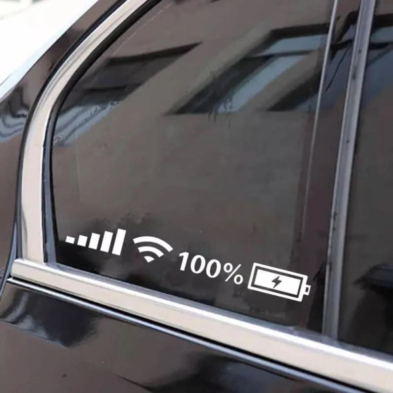 Adesivi Riflettenti per Auto – Wifi, Batteria, Segnale – Decal Divertenti