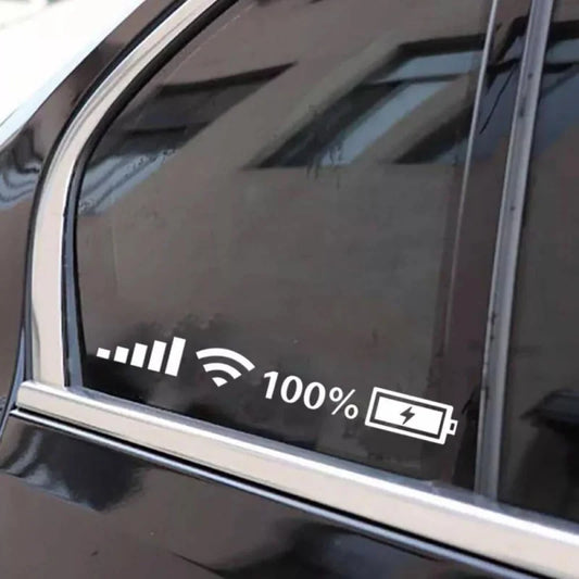 Adesivi Riflettenti per Auto – Wifi, Batteria, Segnale – Decal Divertenti
