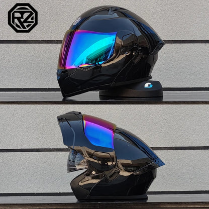 ORZ Casco Moto Modulare Flip Up – Doppia Visiera Integrale per Motocross e Racing Uomo Donna