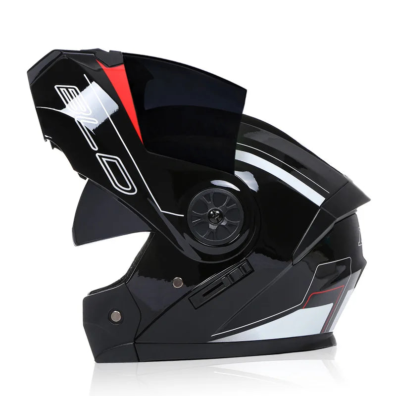 BLD Casco Moto Modulare Doppia Visiera – Flip Up Integrale per Motocross e Racing, Uomo e Donna