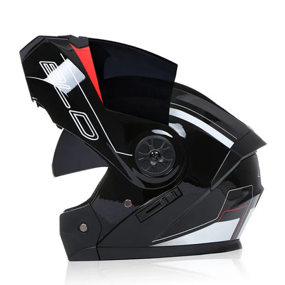 BLD Casco Moto Modulare Doppia Visiera – Flip Up Integrale per Motocross e Racing, Uomo e Donna