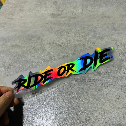 Adesivo Vinile Impermeabile Casco Moto – Scritta Ride or Die Rosso e Bianco