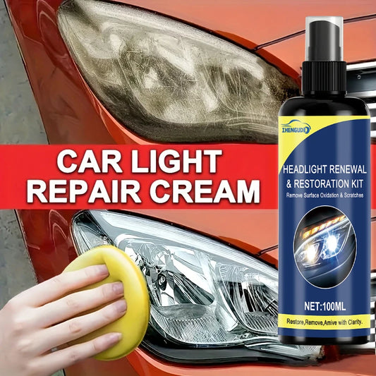 Spray Ripristino Fari Auto 100ml – Rimuove Ingiallimento e Ossidazione, Lunga Durata