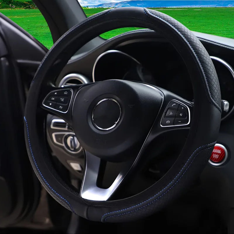 Coprivolante in Pelle Artificiale con Rilievo 3D – Senza Anello Interno per Auto 14,5-15"