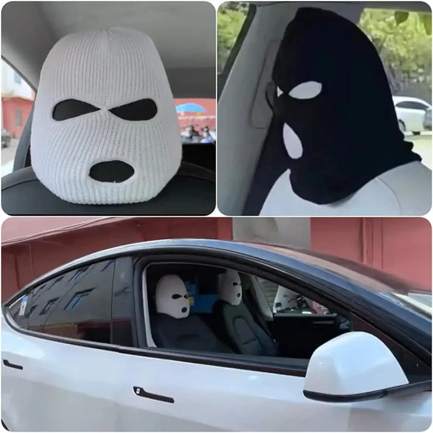 Coprisedile Poggiatesta Auto Ski Mask – 3 Fori Antidust Divertente