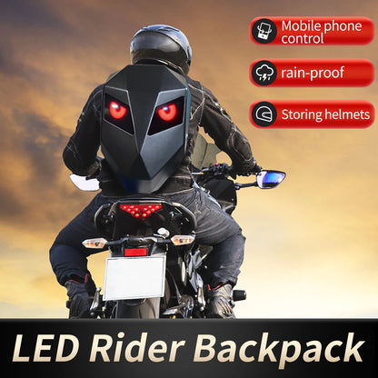 Zaino Moto con Occhi LED Luminosi, Guscio Rigido e Porta-Casco Integrato