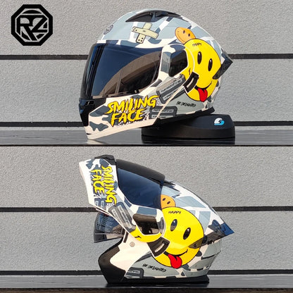 ORZ Casco Moto Modulare Flip Up – Doppia Visiera Integrale per Motocross e Racing Uomo Donna