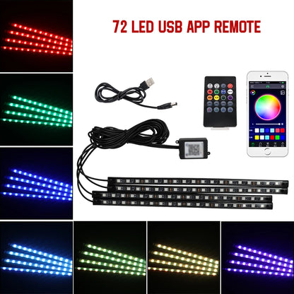 Car Ambient LED Lights 36/48/72 LED – Wireless Remote Control and RGB App