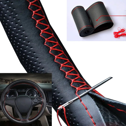 Coprivolante Auto DIY da Cucire – Pelle Artificiale con Ago e Filo, 3 Colori, 38cm