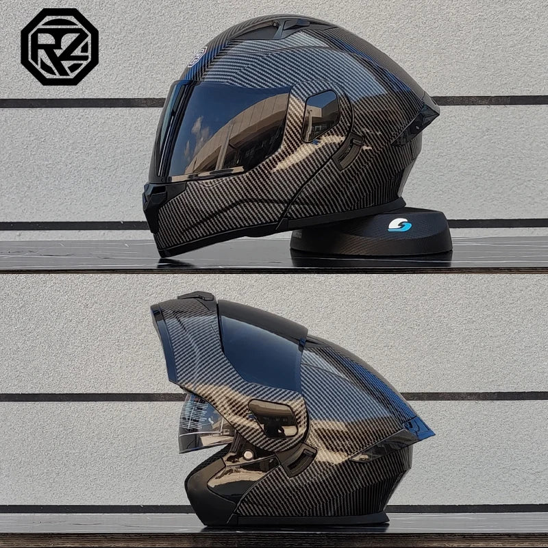 ORZ Casco Moto Modulare Flip Up – Doppia Visiera Integrale per Motocross e Racing Uomo Donna