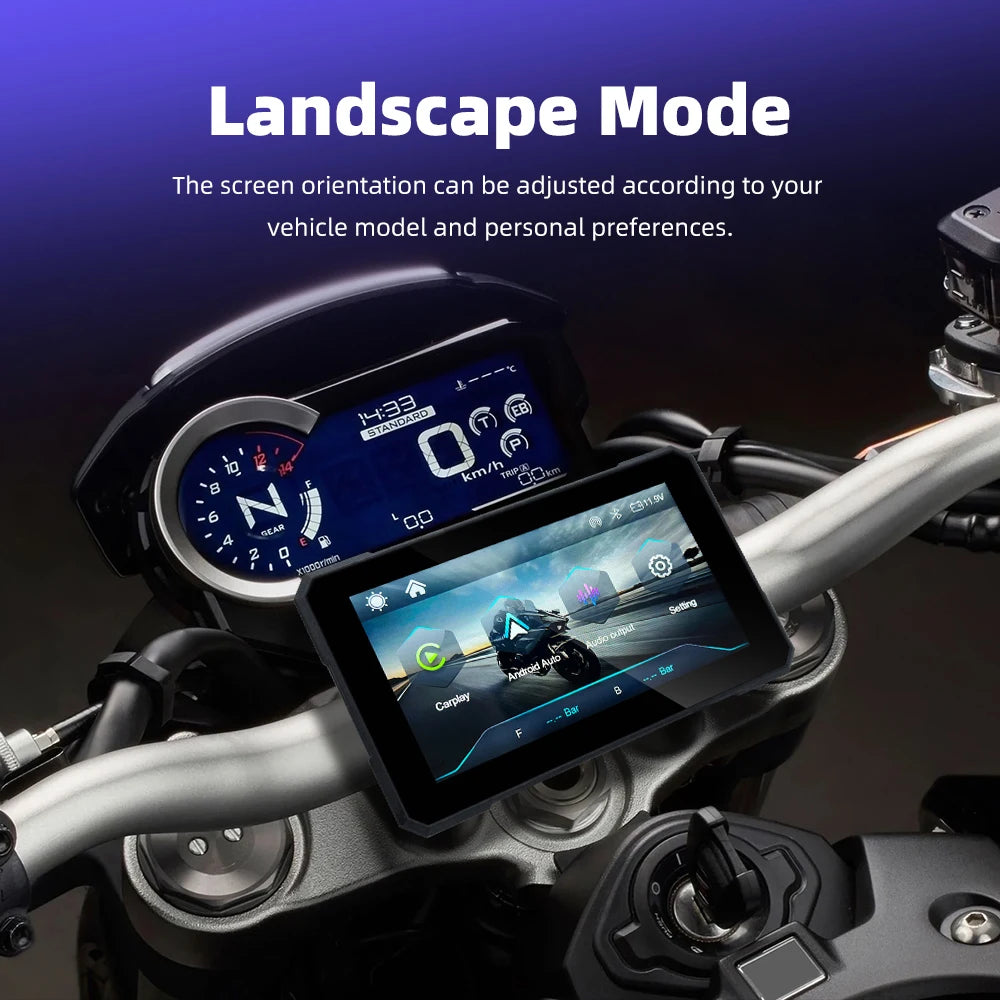 EKIY Schermo Moto 5.0" Wireless CarPlay & Android Auto – Dashboard GPS Portatile con Display Rimovibile