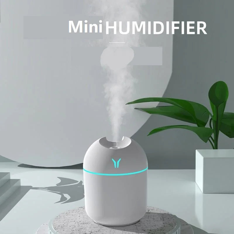 USB Mini Humidifier 250ml – Aroma Diffuser for Car and Home with Colorful LED Light
